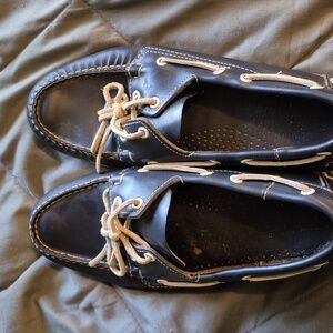 Men's Vintage Authentic Sebago Docksides Vintage Blue Leather size 8 1/2 W